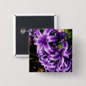 Blue Hyacinth II Spring Floral Vierkante Button 5,1 Cm (Voorkant /achterkant)