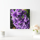 Blue Hyacinth II Spring Floral Vierkante Klok (Huis)
