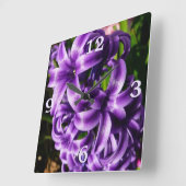 Blue Hyacinth II Spring Floral Vierkante Klok (Hoek)
