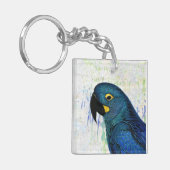 Blue Hyacinth Macaw  Portret Art Sleutelhanger (Voorkant Links)