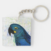 Blue Hyacinth Macaw  Portret Art Sleutelhanger (Achterkant)