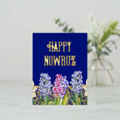 Blue Hyacinth Spring Blossom Folie Briefkaart (Staand Voorkant)