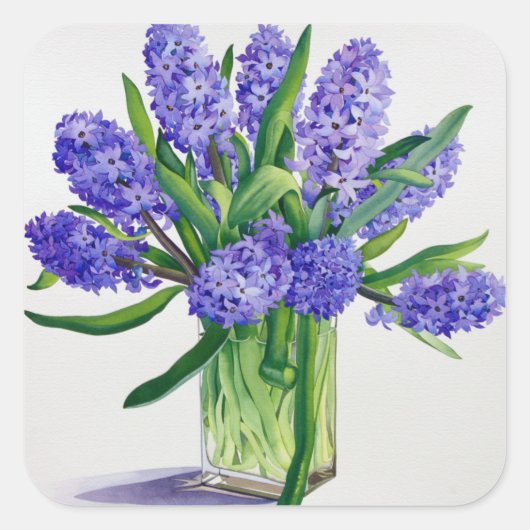 Blue Hyacinths Vierkante Sticker (Voorkant)