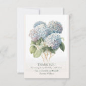 Blue Hydragea Floral Elegant Waterverf Design Bedankkaart (Voorkant)