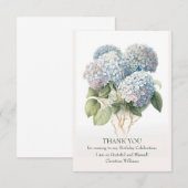 Blue Hydragea Floral Elegant Waterverf Design Bedankkaart (Voorkant / Achterkant)