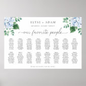 Blue Hydrangea 16 Table Seating Chart Poster (Voorkant)