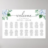 Blue Hydrangea 16 Table Seating Chart Poster (Voorkant)