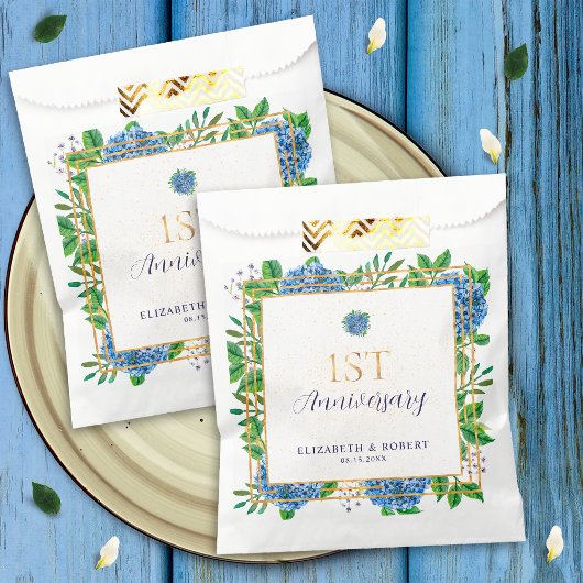 Blue Hydrangea 1st Year Paper Jubileum Party Bedankzakje