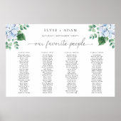Blue Hydrangea 4 Banquet Table Separate Chart Poster (Voorkant)