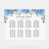 Blue Hydrangea 8 Tafels Zitplaatsen GRAFIEK Acryl Bord (Voorkant)