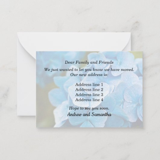 Blue Hydrangea - Aankondiging nieuw adres (Achterkant)