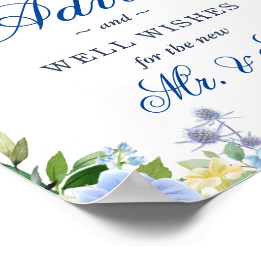 Blue Hydrangea Advice and Well Wishes Sign Poster (Hoek)