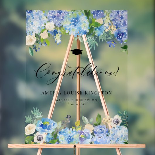 Blue Hydrangea Afstuderen gefeliciteerd Acryl Bord (Neutraal)