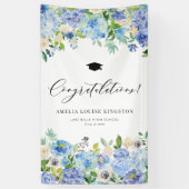 Blue Hydrangea Afstuderen gefeliciteerd Spandoek (Verticaal)