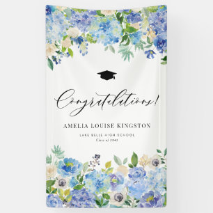 Blue Hydrangea Afstuderen gefeliciteerd Spandoek