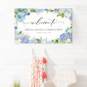 Blue Hydrangea and Ivory Rose Christening Spandoek (Insitu)