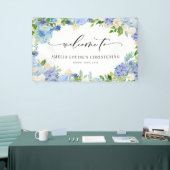 Blue Hydrangea and Ivory Rose Christening Spandoek (Beurs)
