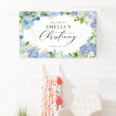 Blue Hydrangea and Ivory Rose Christening Spandoek (Insitu)