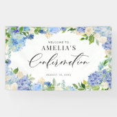 Blue Hydrangea and Ivory Rose Confirmation Spandoek (Horizontaal)
