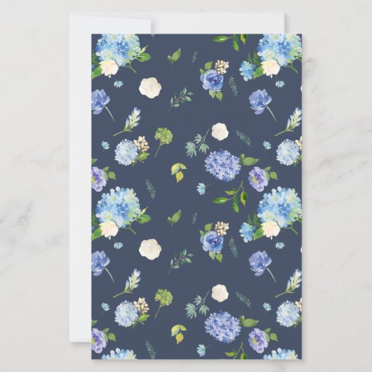 Blue Hydrangea and Rose Celebration of Life invite (Achterkant)