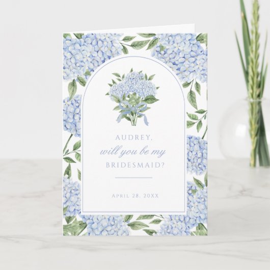 Blue Hydrangea Arch Proposal Kaart, foto binnen Bedankkaart (Voorkant)