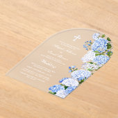 Blue Hydrangea Arch Wedding Acryl Uitnodigingen (Laagn)