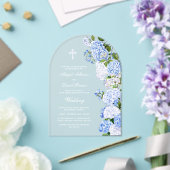 Blue Hydrangea Arch Wedding Acryl Uitnodigingen (Insitu (Huwelijk))
