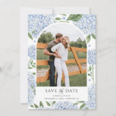 Blue Hydrangea Arched Photo Bewaar de datum Kaart (Voorkant)
