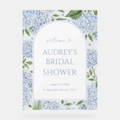 Blue Hydrangea Arched Welcome Sign, Flower Border Acryl Bord (Voorkant)