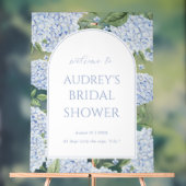 Blue Hydrangea Arched Welcome Sign, Flower Border Acryl Bord (Neutraal)