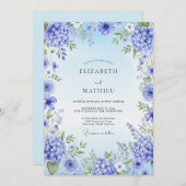 Blue Hydrangea Artistic Bloom Wedding Kaart (Voorkant / Achterkant)