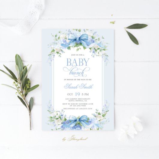 Blue Hydrangea Baby Brunch Kaart
