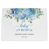 Blue Hydrangea Baby in Bloom Baby shower Groot Cadeauzakje (Voorkant)