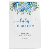 Blue Hydrangea Baby in Bloom Baby shower Medium Cadeauzakje (Voorkant)