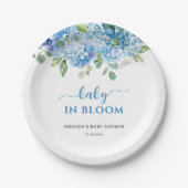 Blue Hydrangea Baby in Bloom Baby shower Papieren Bordje (Voorkant)