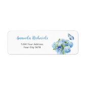 Blue Hydrangea Baby shower Adres Etiket (Voorkant)