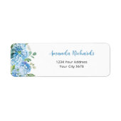 Blue Hydrangea Baby shower Adres Etiket (Voorkant)