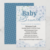Blue Hydrangea Baby shower/Baby Brunch Uitnodiging (Voorkant / Achterkant)