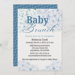 Blue Hydrangea Baby shower/Baby Brunch Uitnodiging