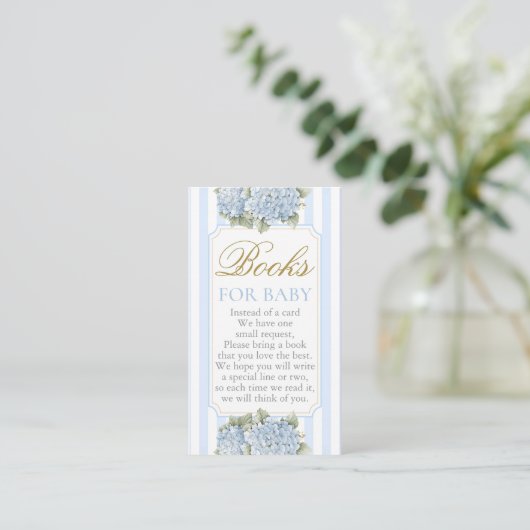 Blue Hydrangea Baby shower Boy Book Informatiekaartje (Staand voorkant)