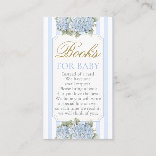 Blue Hydrangea Baby shower Boy Book Informatiekaartje (Voorkant)