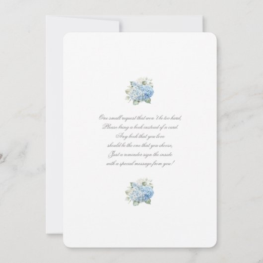 Blue Hydrangea Baby Shower Boy Invitation Kaart (Achterkant)