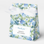 Blue Hydrangea Baby shower dank u Bedankdoosjes (Voorkant Zijde)