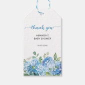 Blue Hydrangea Baby shower dank u Cadeaulabel (Voorkant)