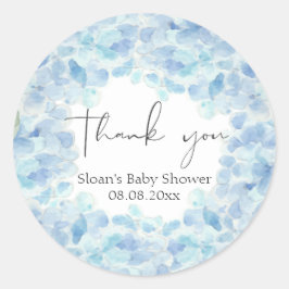 Blue Hydrangea Baby shower Dank u Sticker