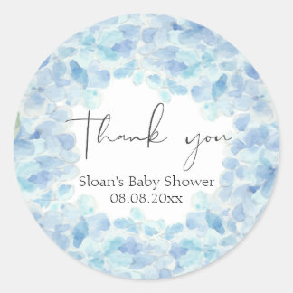 Blue Hydrangea Baby shower Dank u Sticker