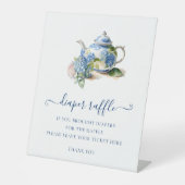  Blue Hydrangea Baby Shower  Diaper Raffle Ticket  Reclamebord Met Voetstuk (Voorkant)