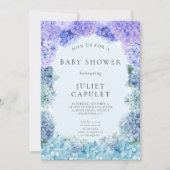 Blue Hydrangea Baby shower Invitation Kaart (Voorkant)