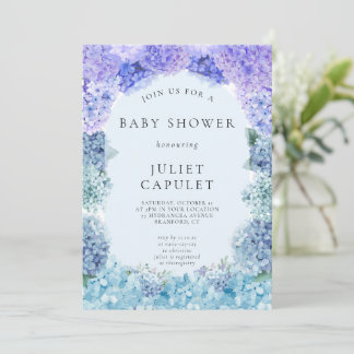Blue Hydrangea Baby shower Invitation Kaart