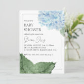 Blue Hydrangea Baby shower Invitation Kaart (Staand voorkant)